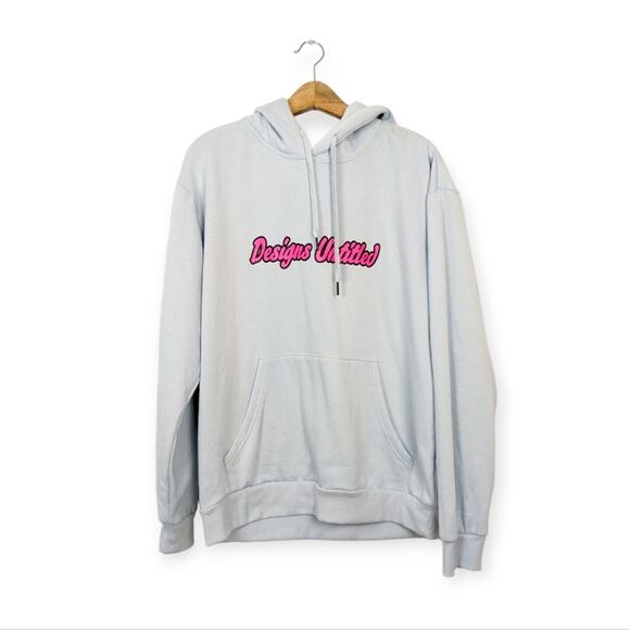 Designs Untitled Baby Blue & Pink Logo The Baseball Hoodie - Picture 1 of 6